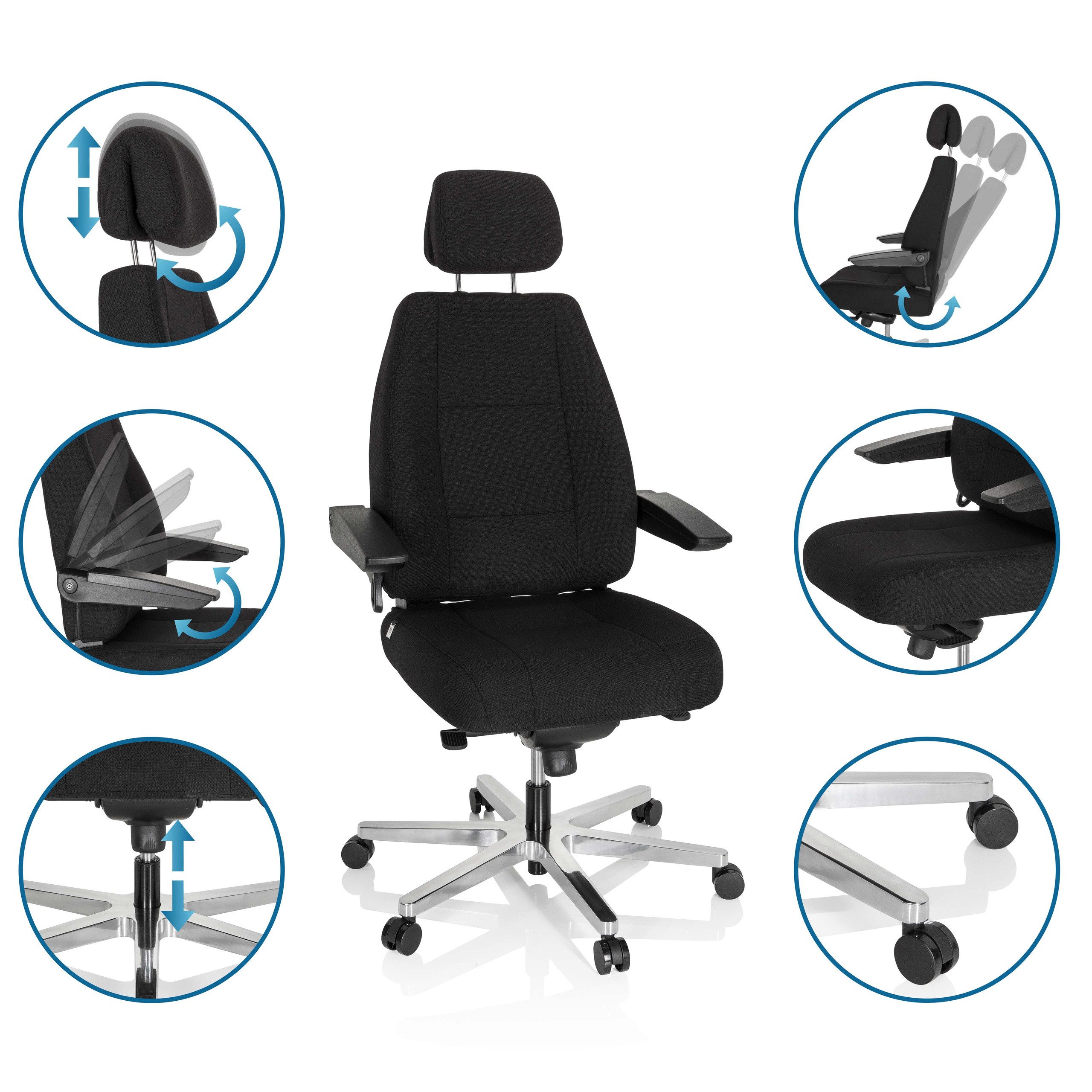 hjh OFFICE Drehstuhl XXL Drehstuhl 24 Hours I Stoff (1 St), XXL Chefsessel Bürostuhl ergonomisch