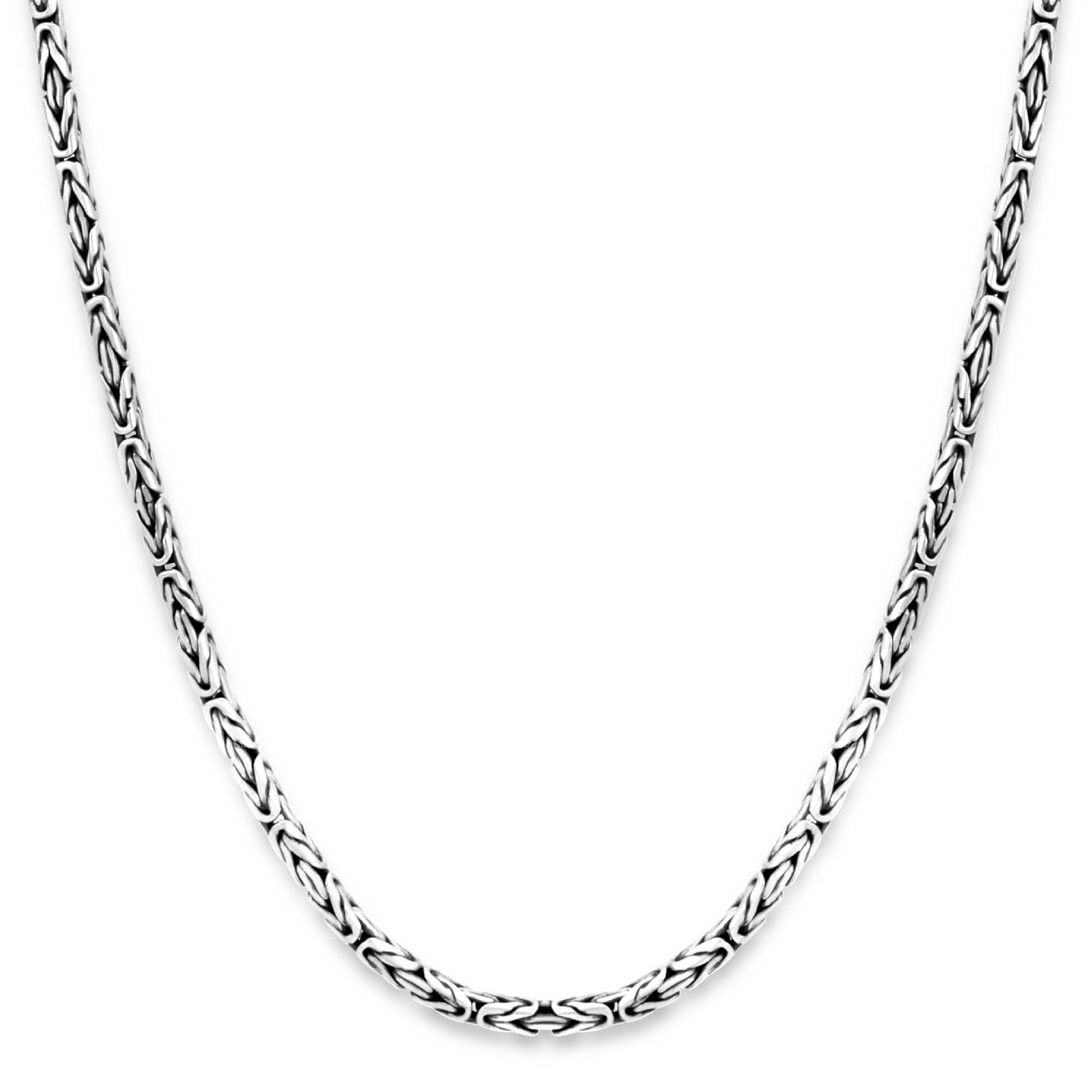 Tony Fein Silberkette Königskette Oxidiert 2,5mm 925er Silber, Made in Italy für Damen und Herren