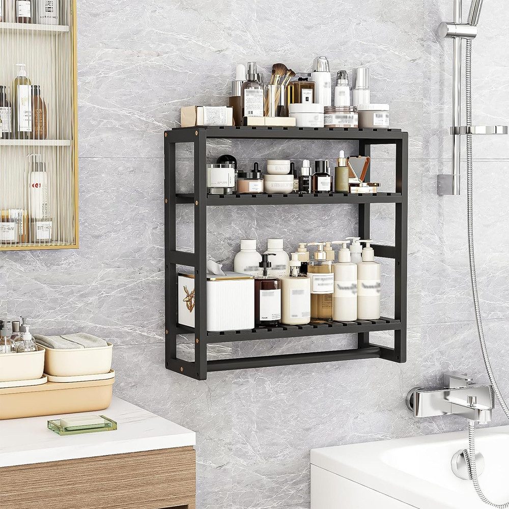 NUODWELL Badregal Badezimmer Regal Badmöbel Bambus 3 Etagen Organizer Wand günstig online kaufen