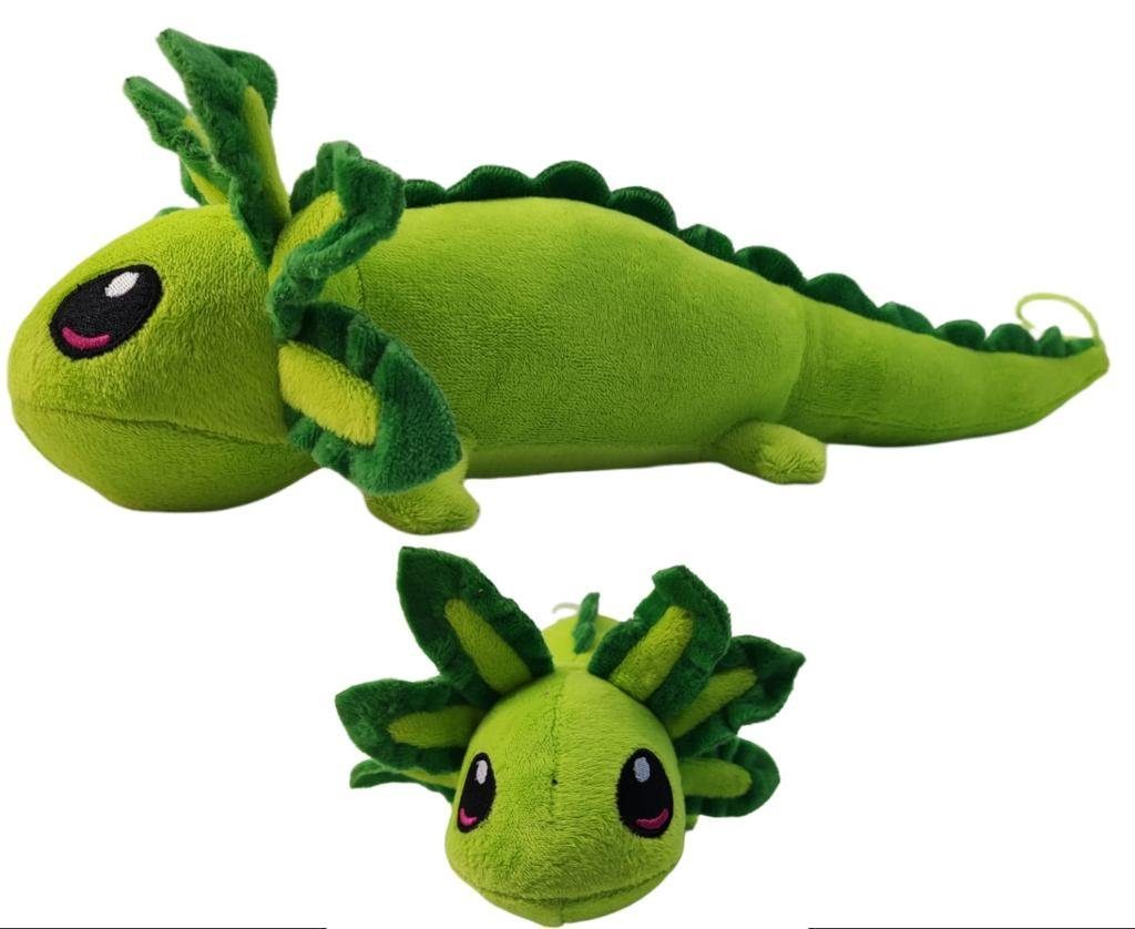 Kuscheltier Axolotl Kuscheltier Echse Molch Figur Plüsch XL 25 cm Püsch grün