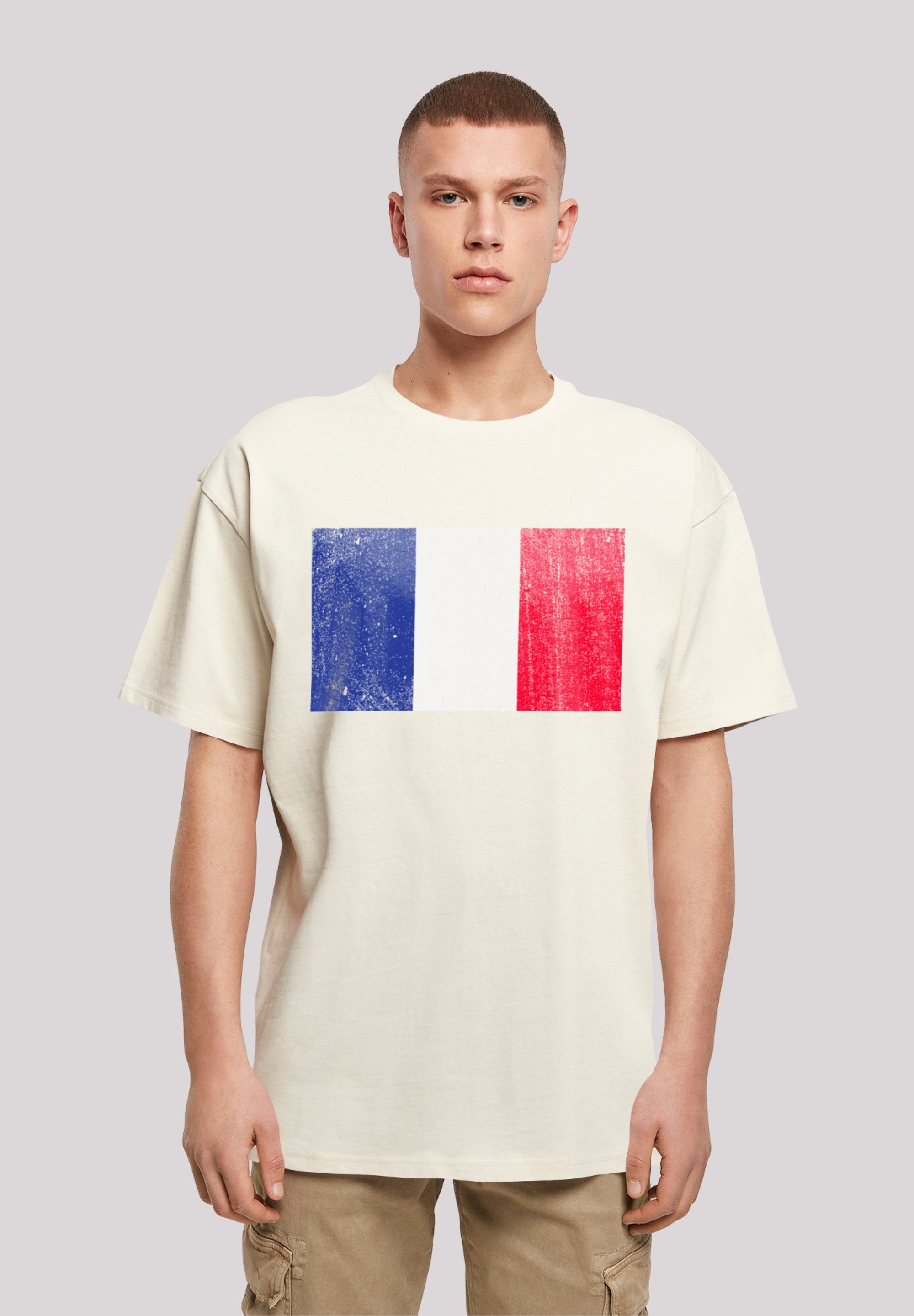 F4NT4STIC T-Shirt France Frankreich Flagge distressed Print sand