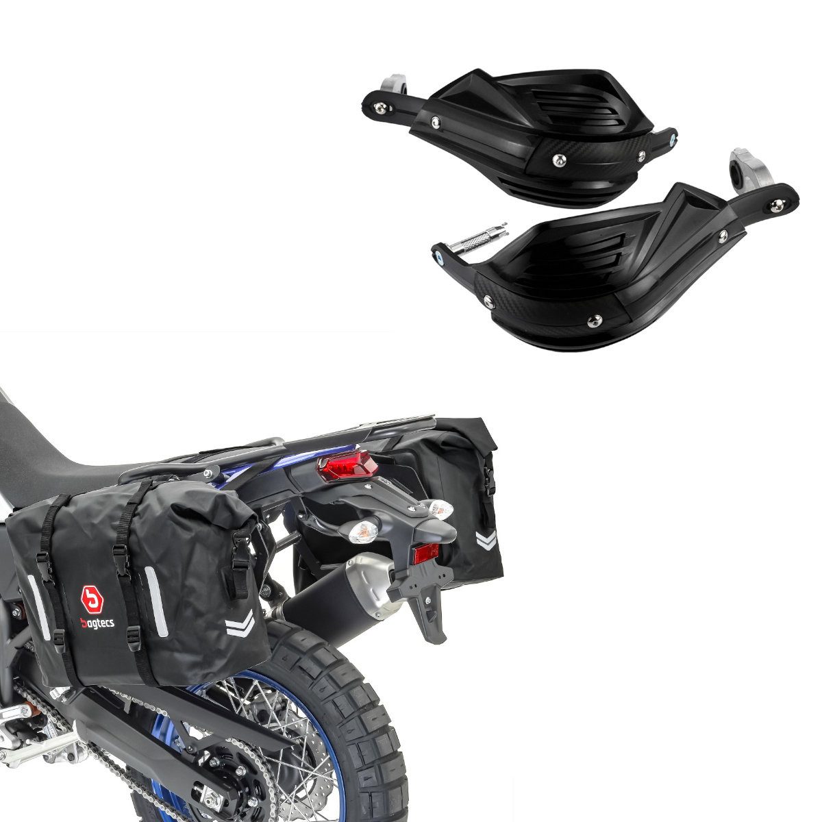 Bagtecs Reisetasche Set Satteltaschen Wasserdicht # WP8 2x30L mit Handprotektoren Universa
