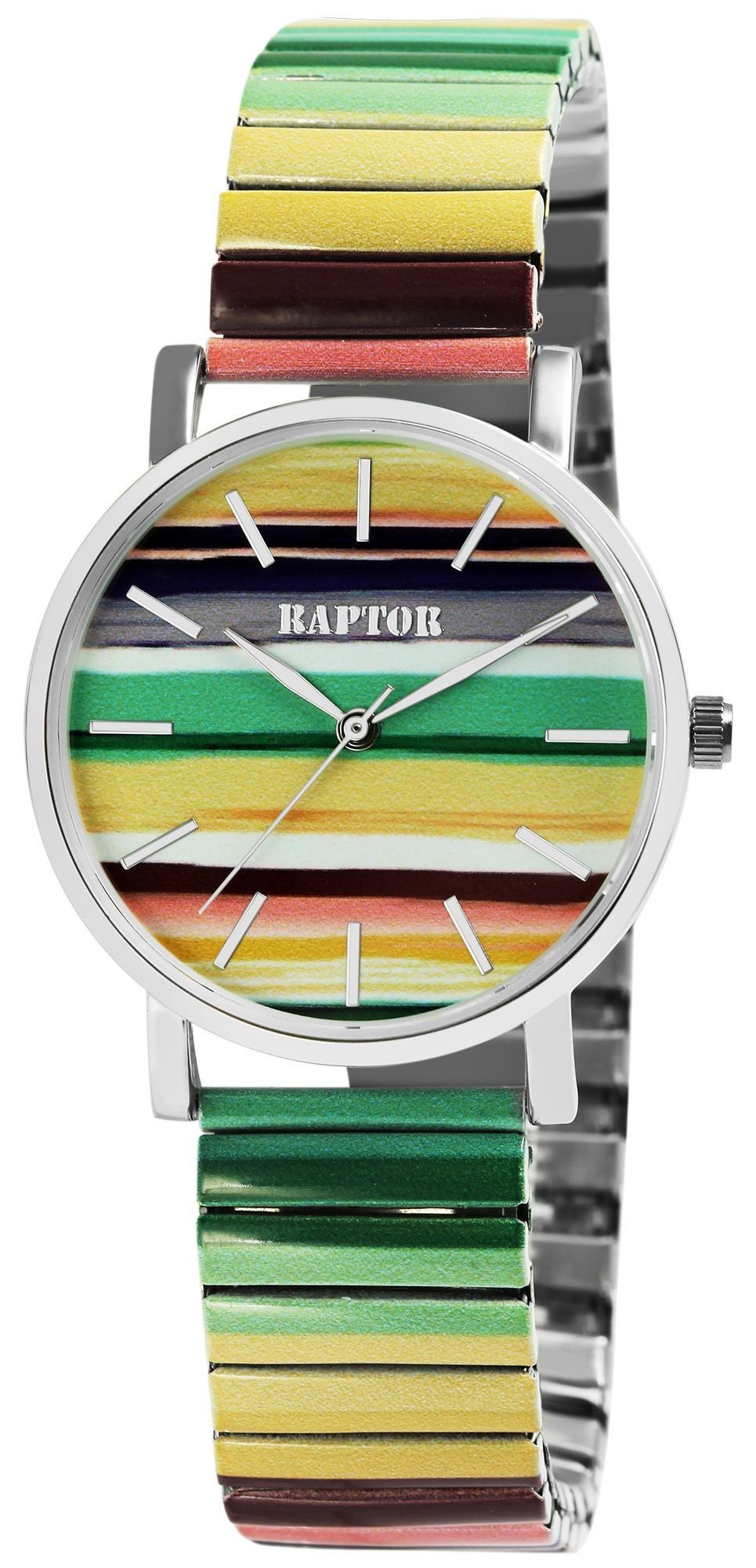 Raptor Quarzuhr Colorful Edition mit Edelstahlzugarmband, 3 ATM, Mineralgla günstig online kaufen
