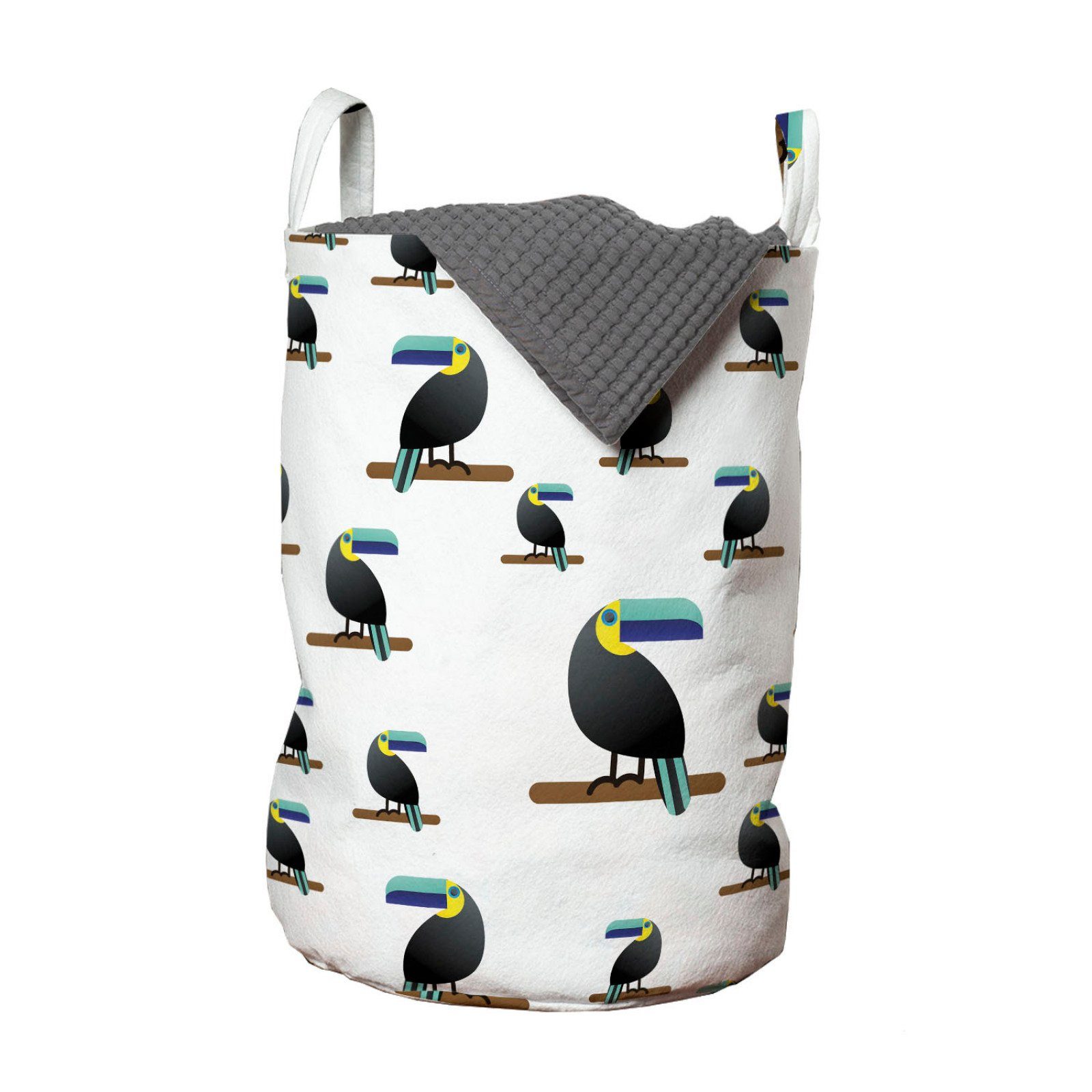 Wäschekorb Kordelzugverschluss mit Tropical für Abakuhaus Waschsalons, Beschwingt Vogel-Kunst Wäschesäckchen Toucan Griffen