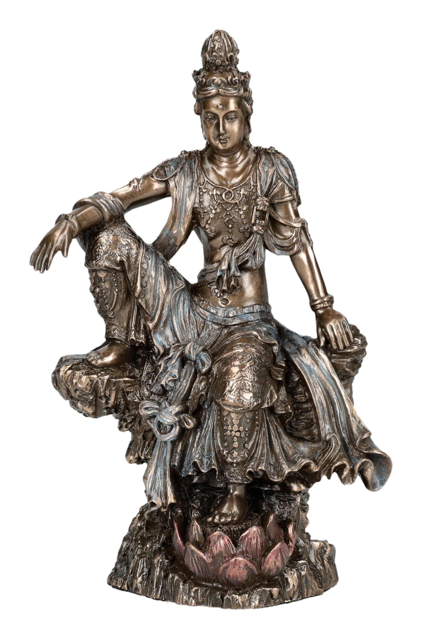 Figuren Shop GmbH Dekofigur Guanyin Figur – Göttin Statue Veronese Sammlerfigur bronziert 12 cm