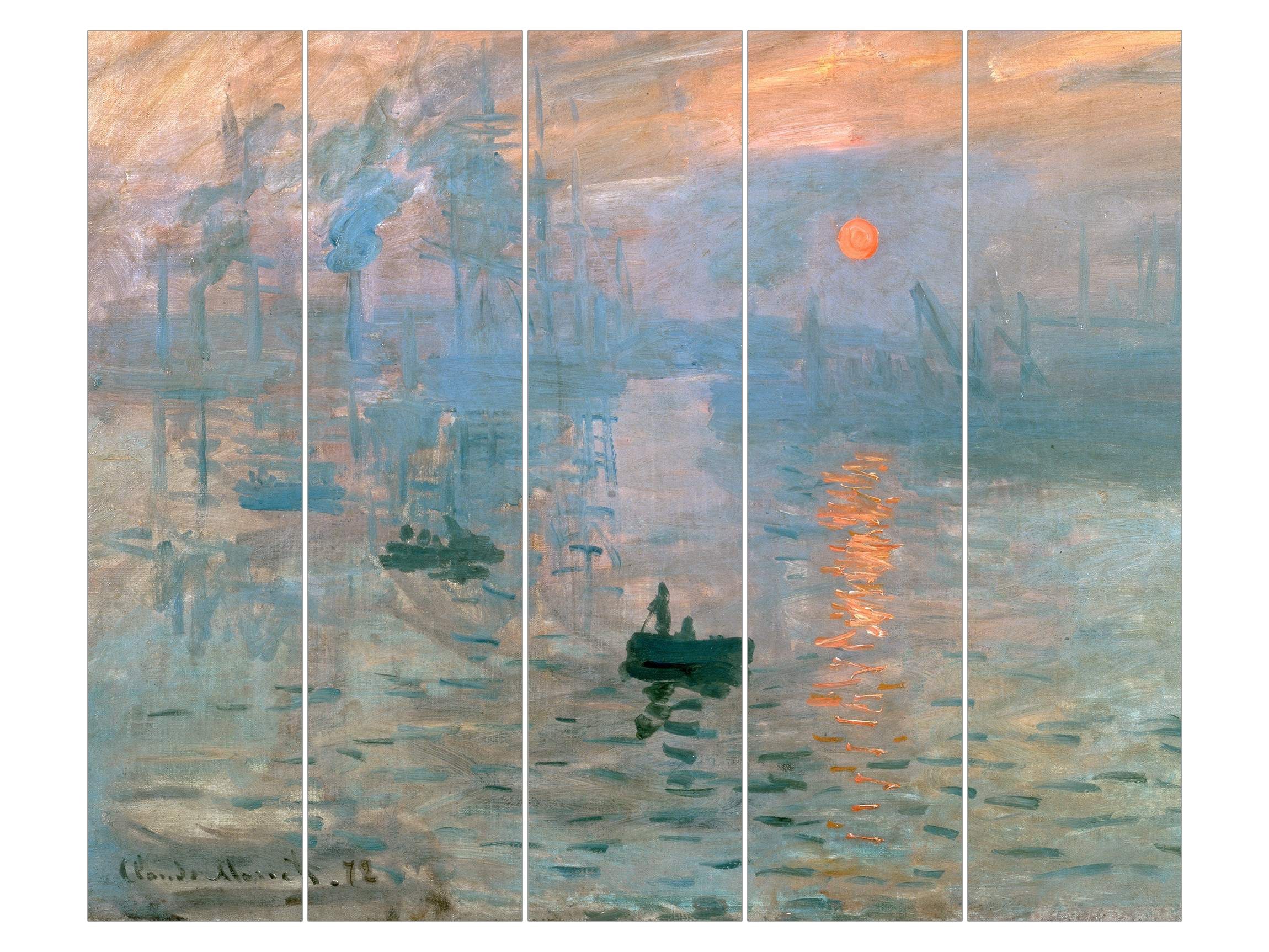 Bilderdepot24 Schiebegardine Flächenvorhang blickdicht Claude Monet Impression (5 St), halbtransparent, Wohnzimmer große Flächengardine lichtdurchlässig für Klemm-System