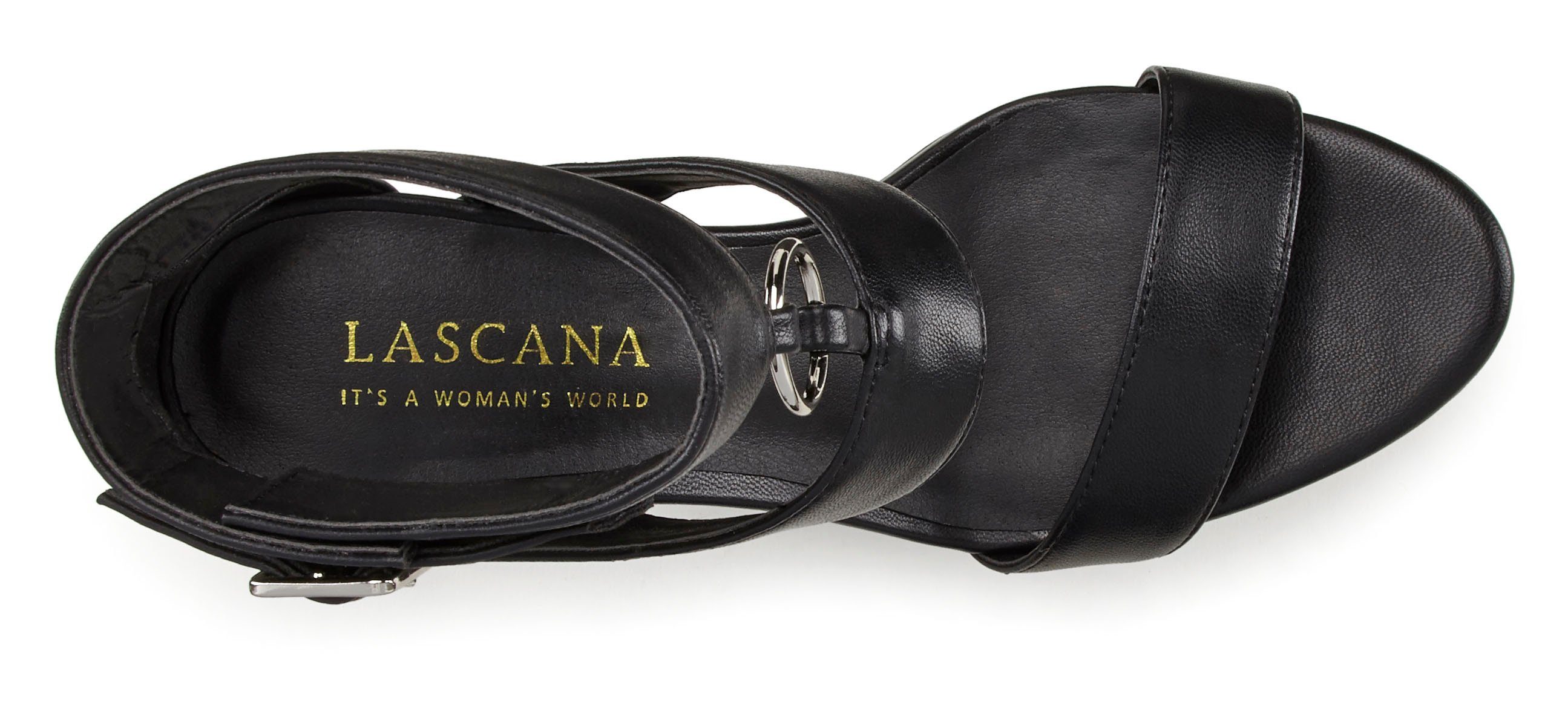 LASCANA Belle Affaire High-Heel-Sandalette Sandale, offener erotisch Schuh Ring-Applikation mit