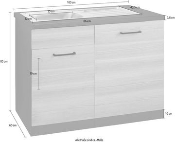 wiho Küchen Spülenschrank Esbo 110 cm breit, inkl. Tür/Sockel für Geschirrspüler