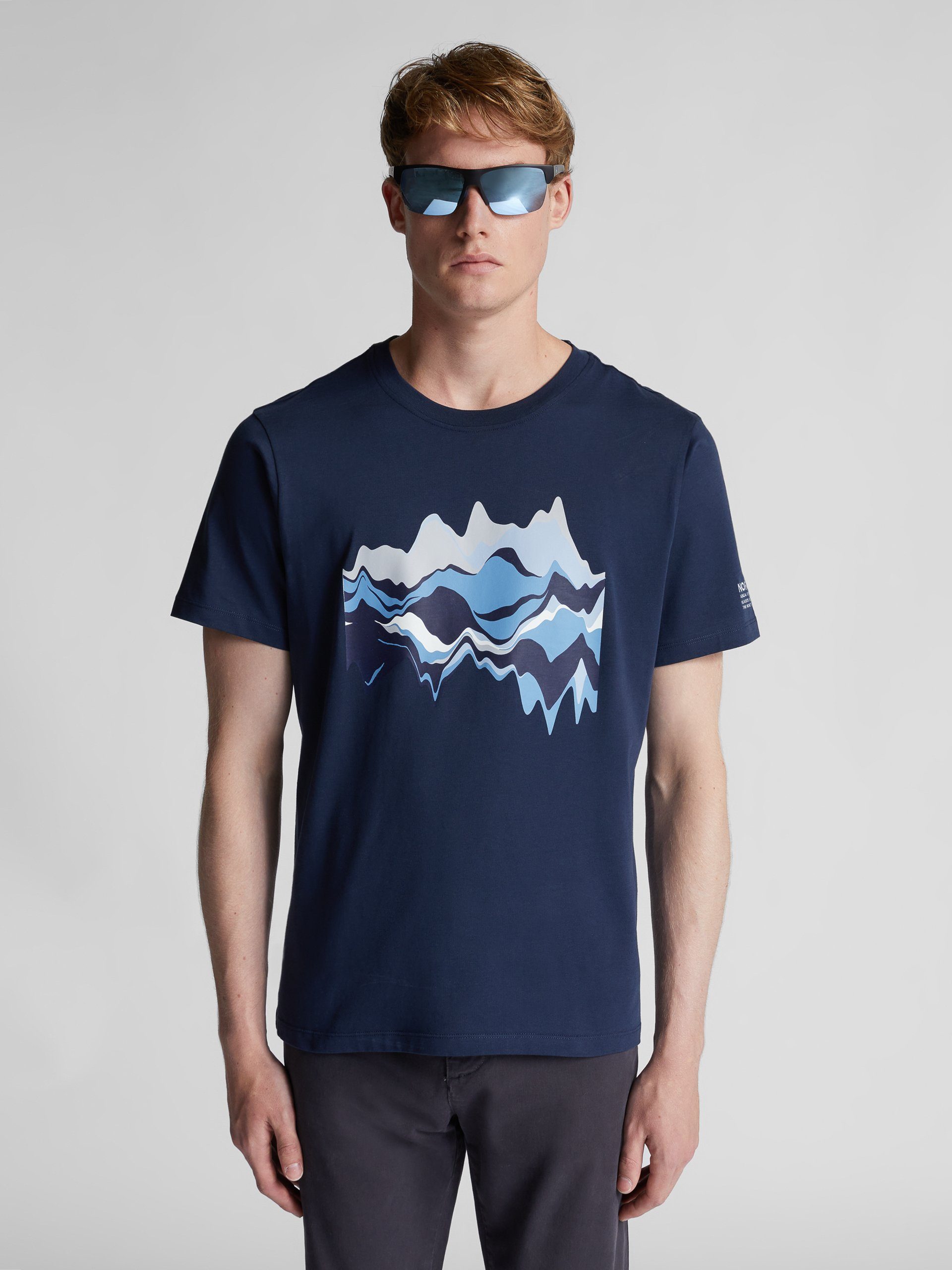 North Sails T-Shirt T-Shirt mit Grafikdruck und Rundhals NAVY BLUE