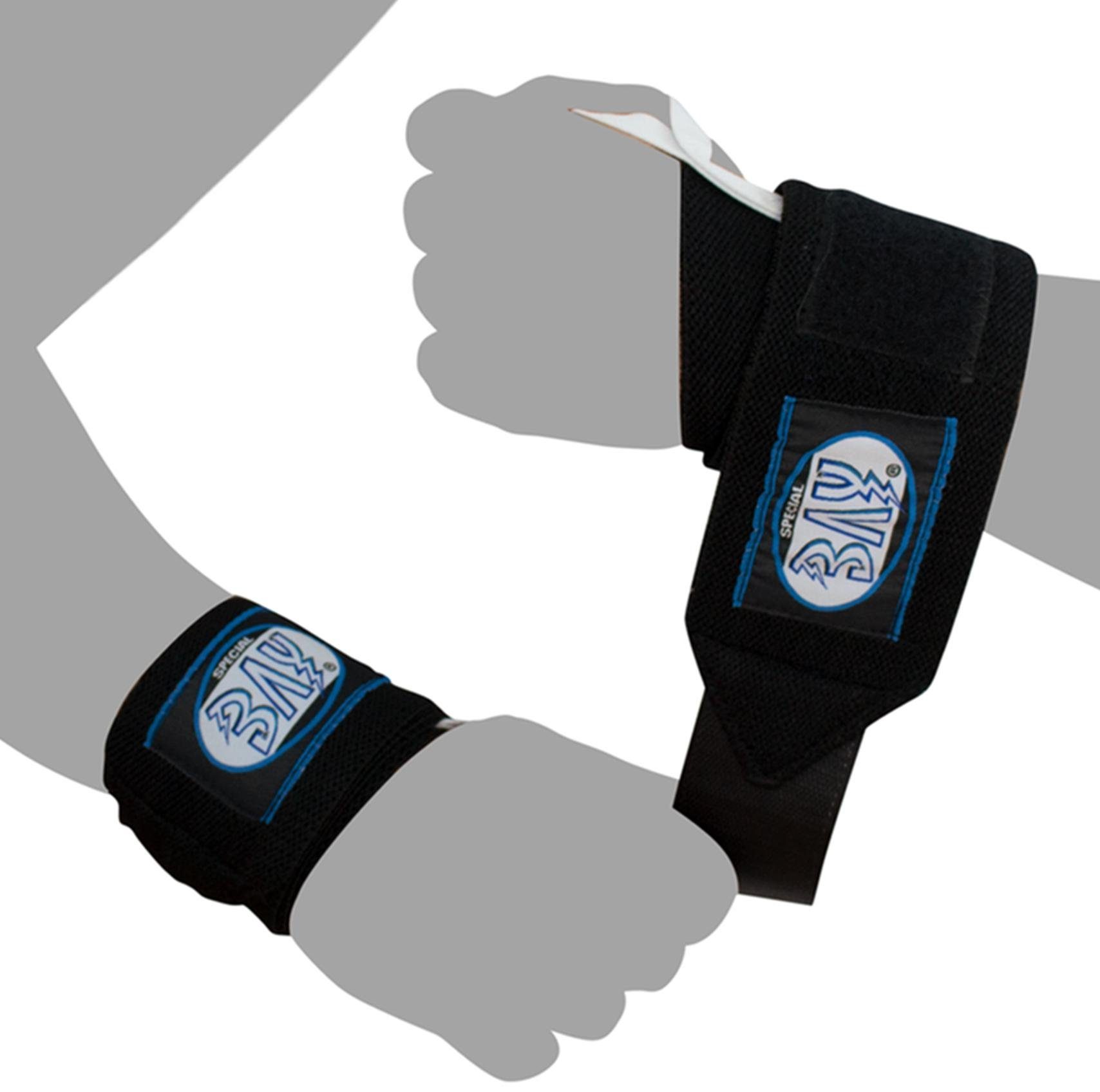 BAY-Sports Boxbandagen Wrist Wraps 36 cm Handbandagen Gewichtheben blau