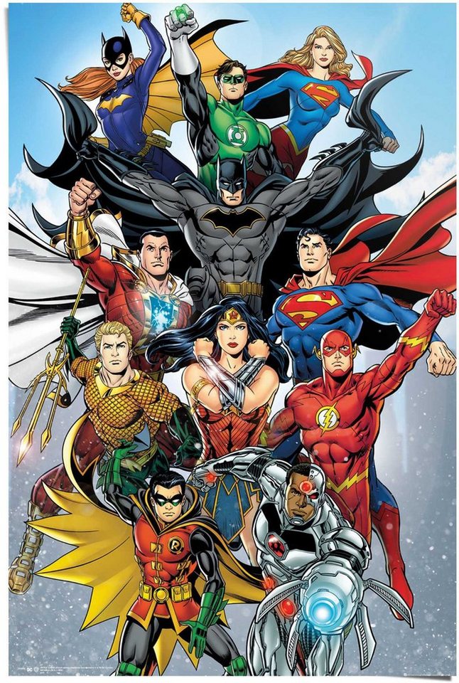 Reinders! Poster DC Comics Helden Superman Wonderwoman Flash Batman, (1 St)