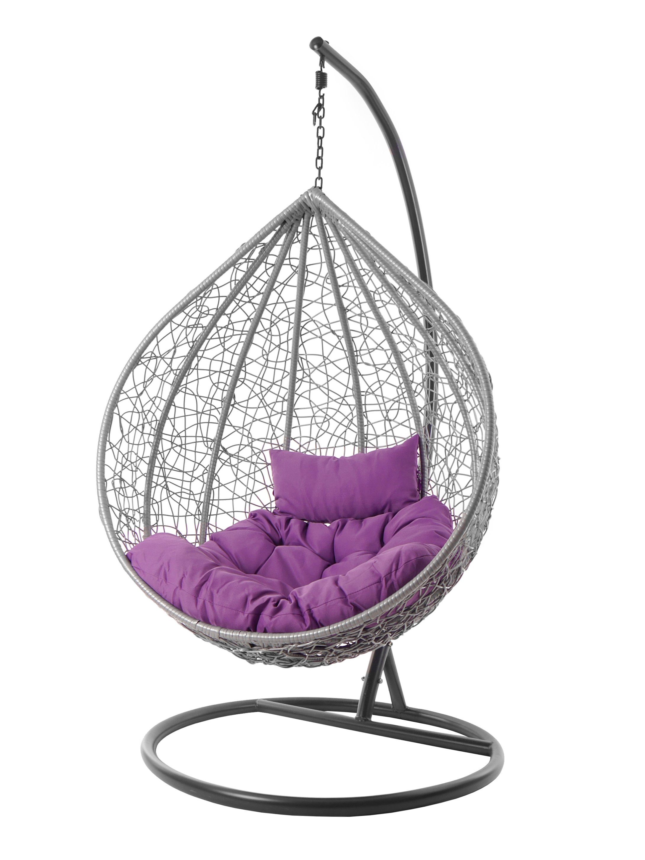 KIDEO Hängesessel Hängesessel MANACOR hellgrau, mit Gestell und Kissen