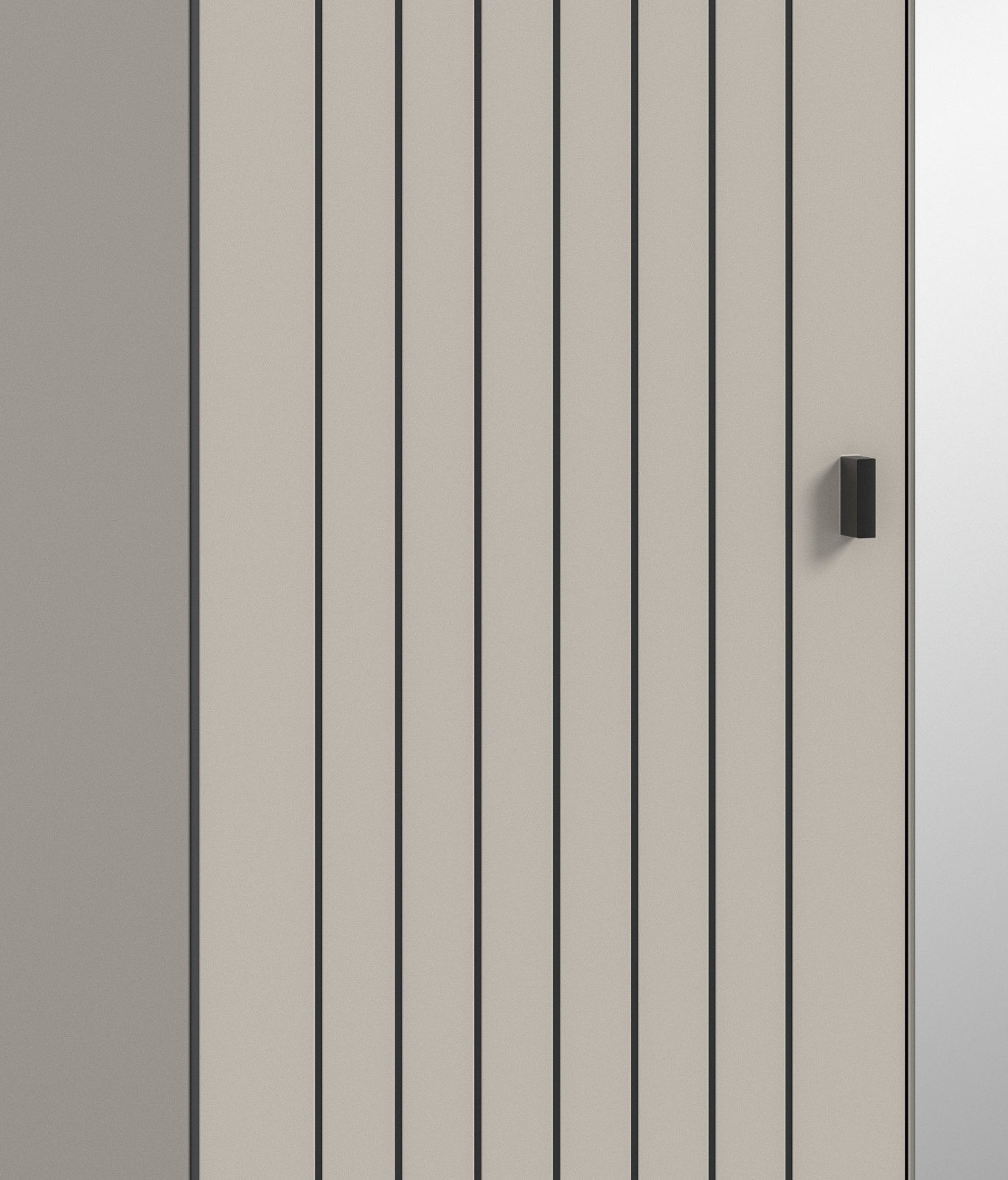Inn.Furn Garderobenschrank Loreno (Schuhschrank in Kaschmir / Sand mit Schwarz, Spiegeltür, 70 x 192 cm) variable Inneneinteilung