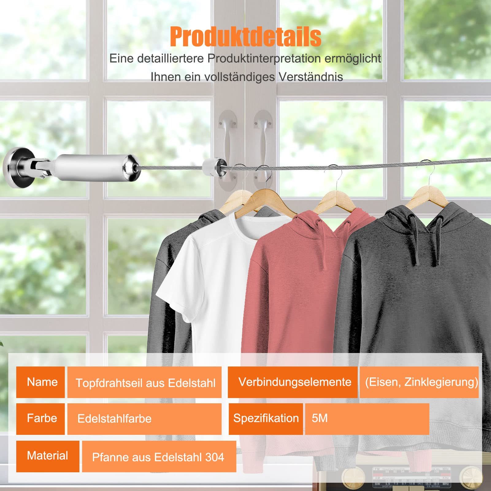 Youyijia Edelstahl Vorhangseil-Set für Innendekoration Drahtseil (1-tlg) günstig online kaufen