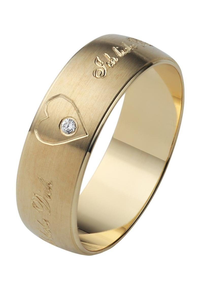 Firetti Trauring Schmuck Geschenk Gold 375 Hochzeit Ehering Trauring "Ich liebe Dich", Made in Germany, wahlweise mit oder ohne Brillant