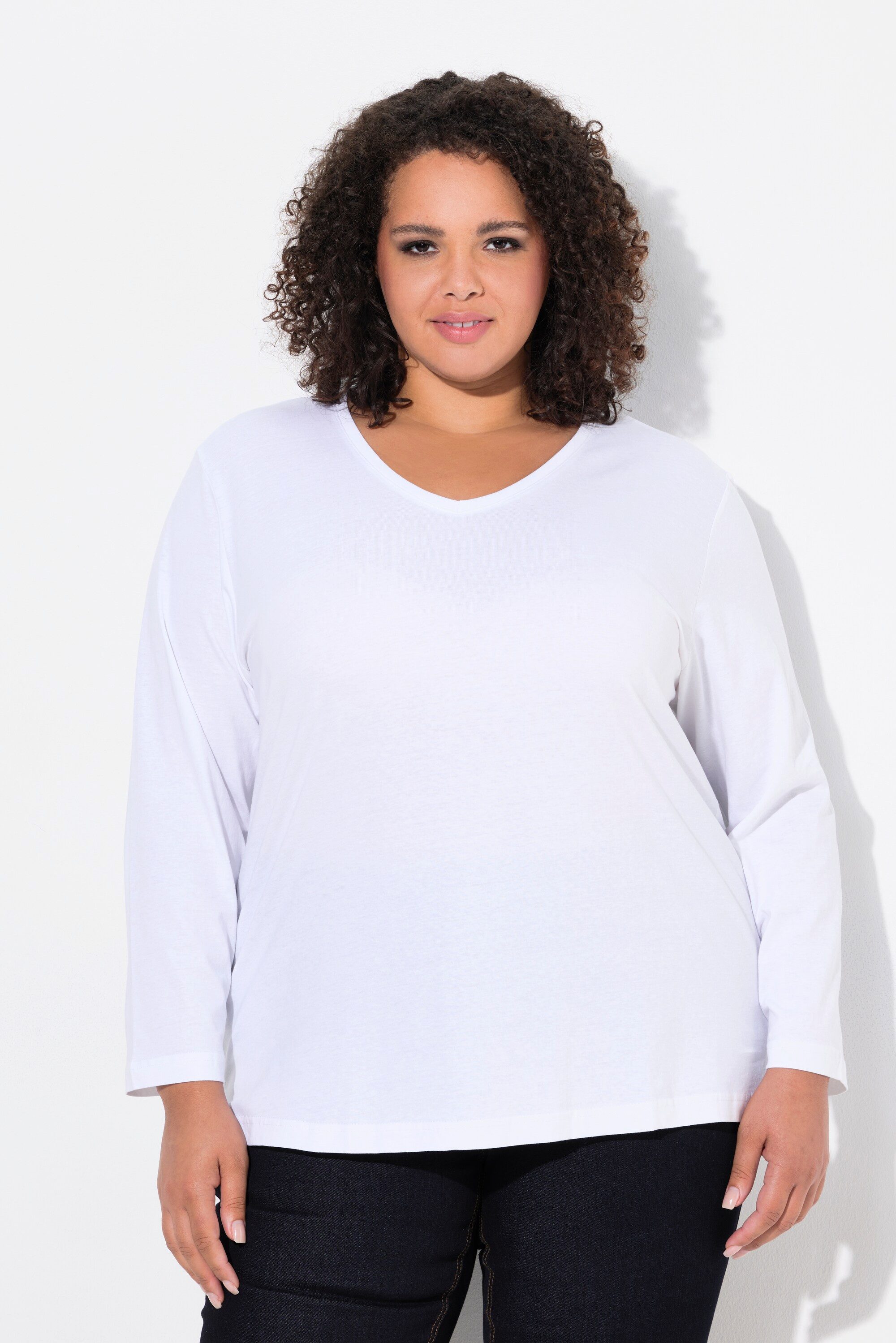 Ulla Popken T-Shirt Shirt V-Ausschnitt Relaxed Langarm – Bild 5 von 5