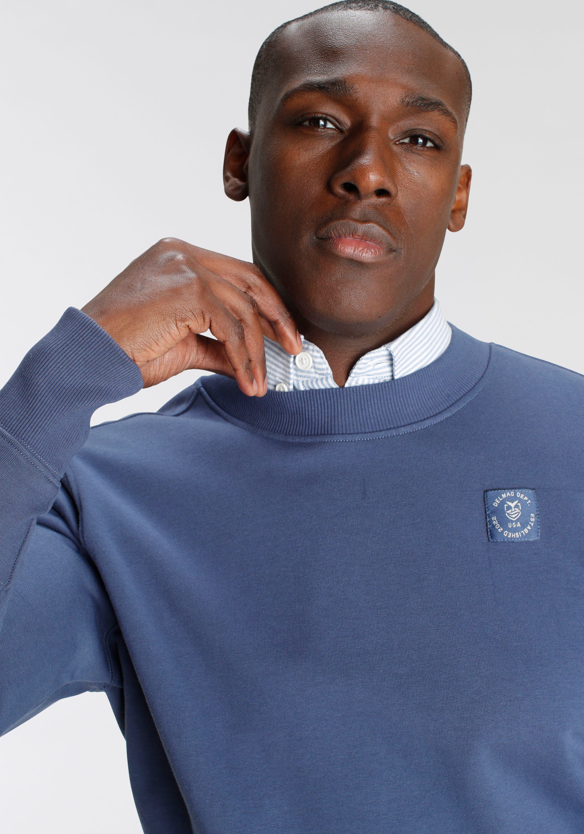 DELMAO Sweatshirt mit Rundhalsausschnitt, Langarm, aus Baumwolle und Polyester