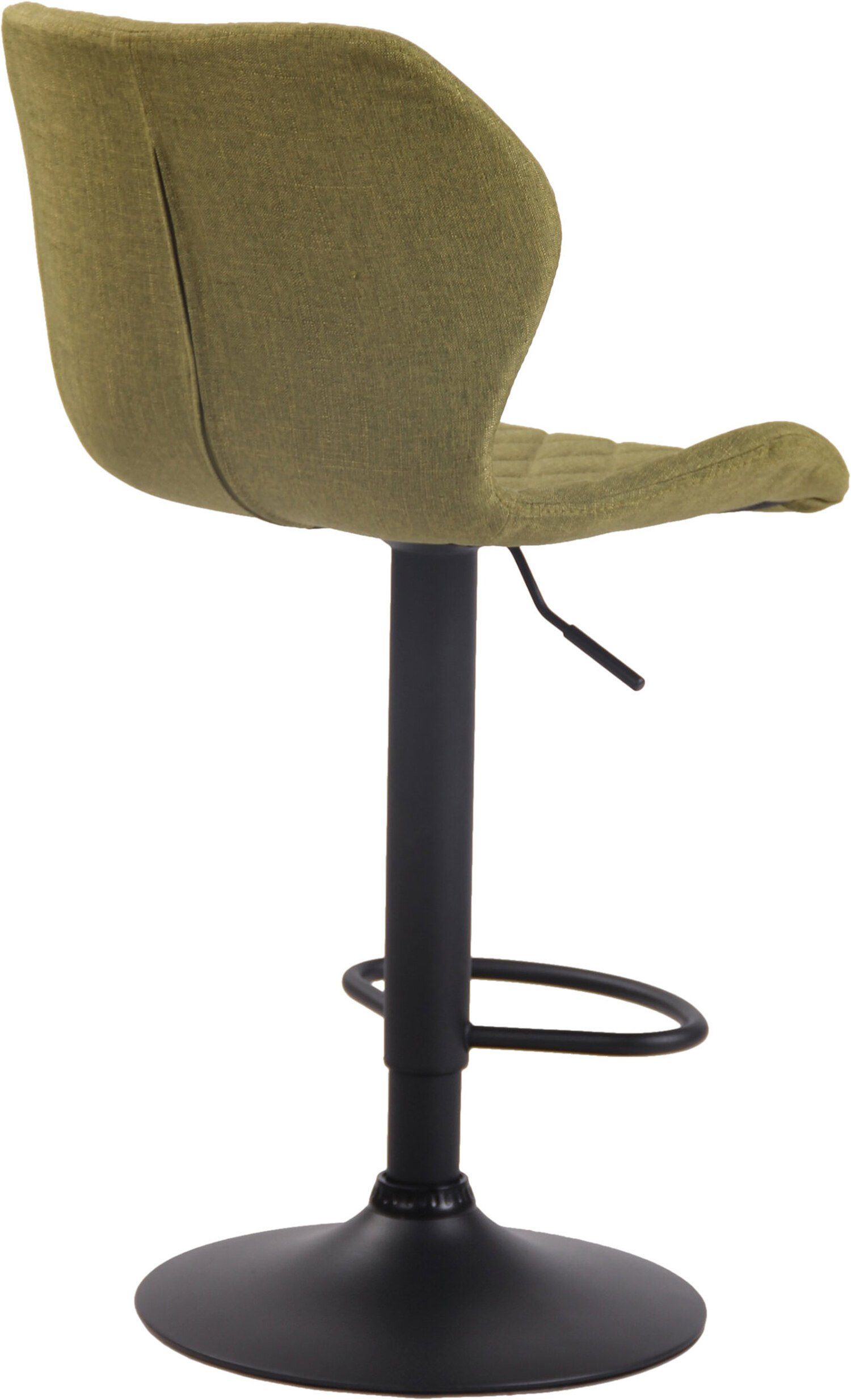 TPFLiving Barhocker und - Metall Gestell Sitzfläche: Stoff & mit - Hocker 360° drehbar Küche Cora Rückenlehne (Barstuhl höhenverstellbar), angenehmer schwarz Fußstütze bequemer Grün Theke für und