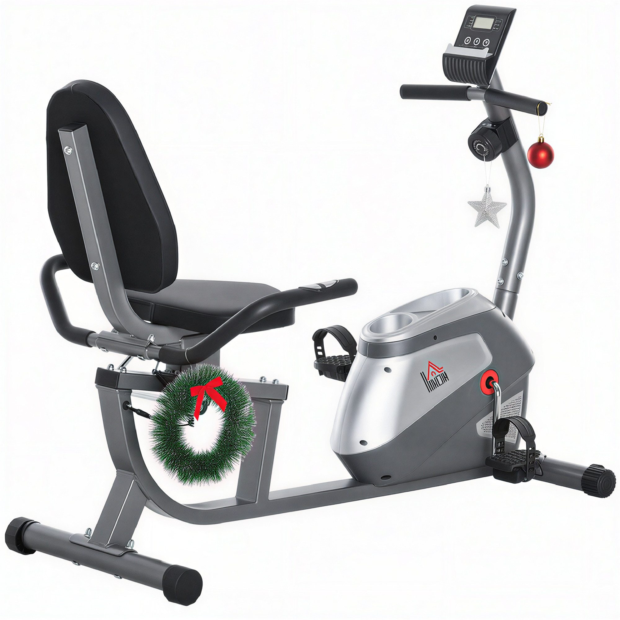 HOMCOM Heimtrainer Liege-Heimtrainer mit 8 stufig einstellbarem Magnetwiderstand (Heimtrainer Fahrrad, 1-tlg., Liegeheimtrainer), Metall ABS 121,5-136 x 62,5 x 98 cm