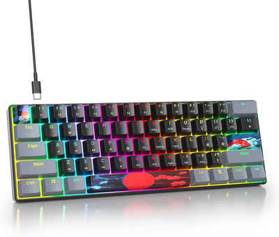 SOLIDEE RGB Hintergrundbeleuchtung Gaming-Tastatur (mit Linearen roten Schaltern,PBT-Tastenkappen maximale Kompatibilität)