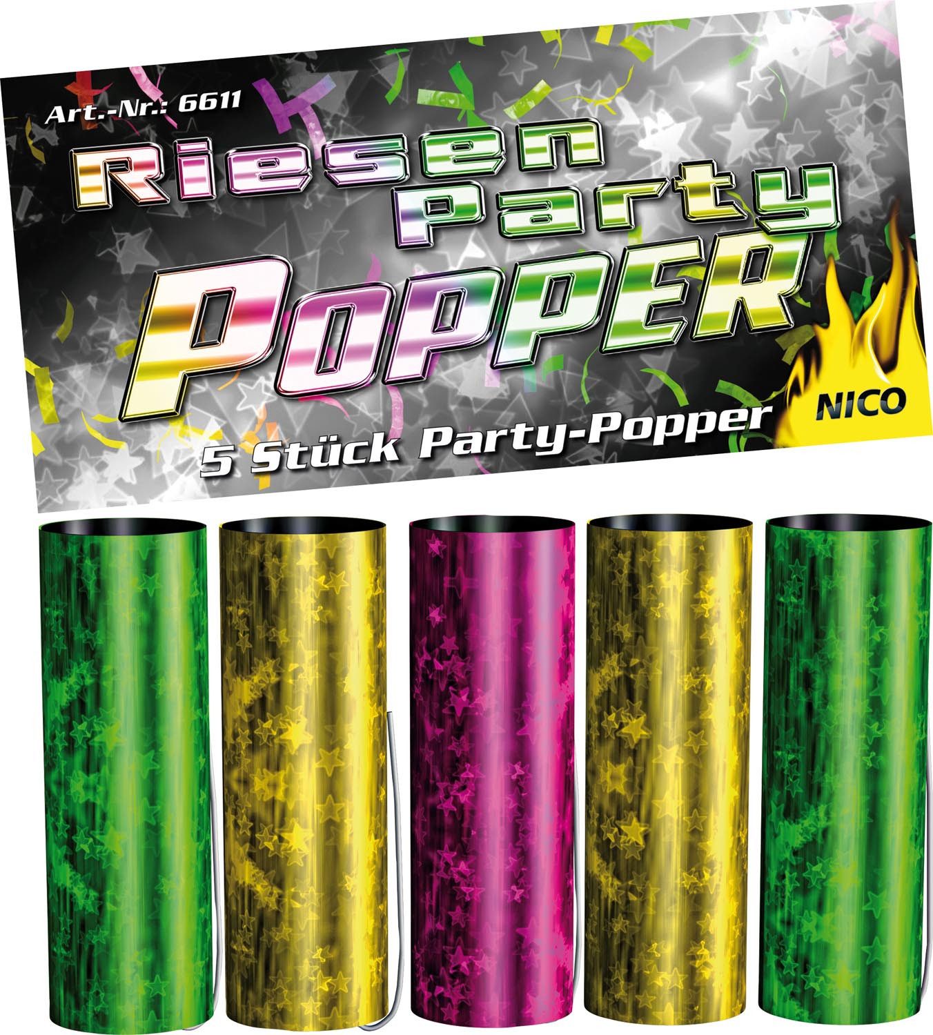 Nico Hängedekoration Riesen Party Popper, 5 Stück