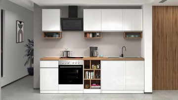 Kochstation Küchenzeile KS-Sole, Breite 256 cm, mit Geschirr-Abtropfschrank, ohne E-Geräte