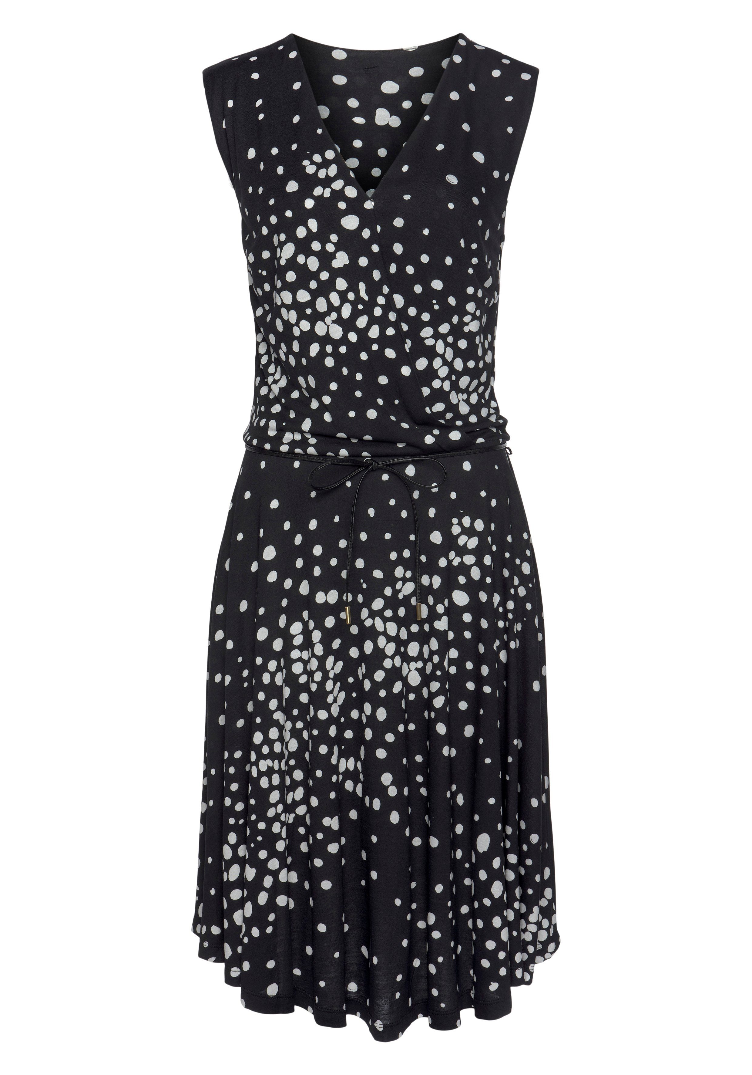 Vivance Jerseykleid (mit Bindegürtel) mit Punktedruck und V-Ausschnitt, elegantes Sommerkleid. € 39,99