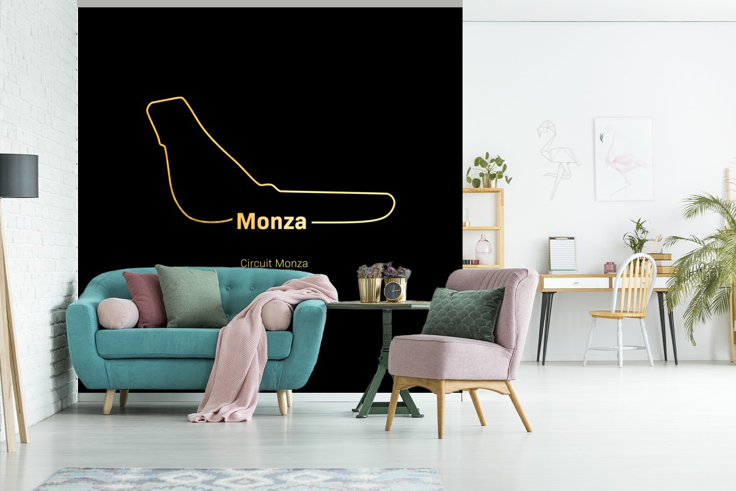 Rennstrecke, oder - für (5 Fototapete bedruckt, Wohnzimmer Wandtapete Formel MuchoWow Monza Schlafzimmer, - Matt, St), 1 Vinyl Tapete