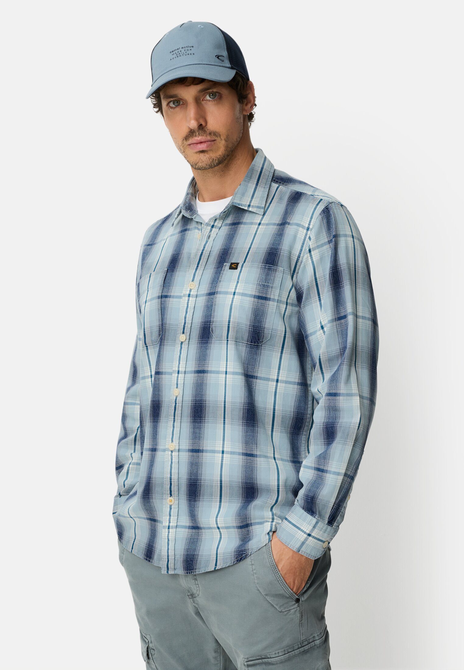 camel active Langarmhemd mit Brusttasche Langarm Kentkragen Kentkragen günstig online kaufen