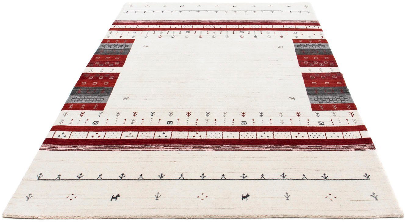 Wollteppich Gabbeh - Loribaft Perser - 201 x 140 cm - beige, morgenland, rechteckig, Höhe: 12 mm, Wohnzimmer, Handgeknüpft, Einzelstück mit Zertifikat