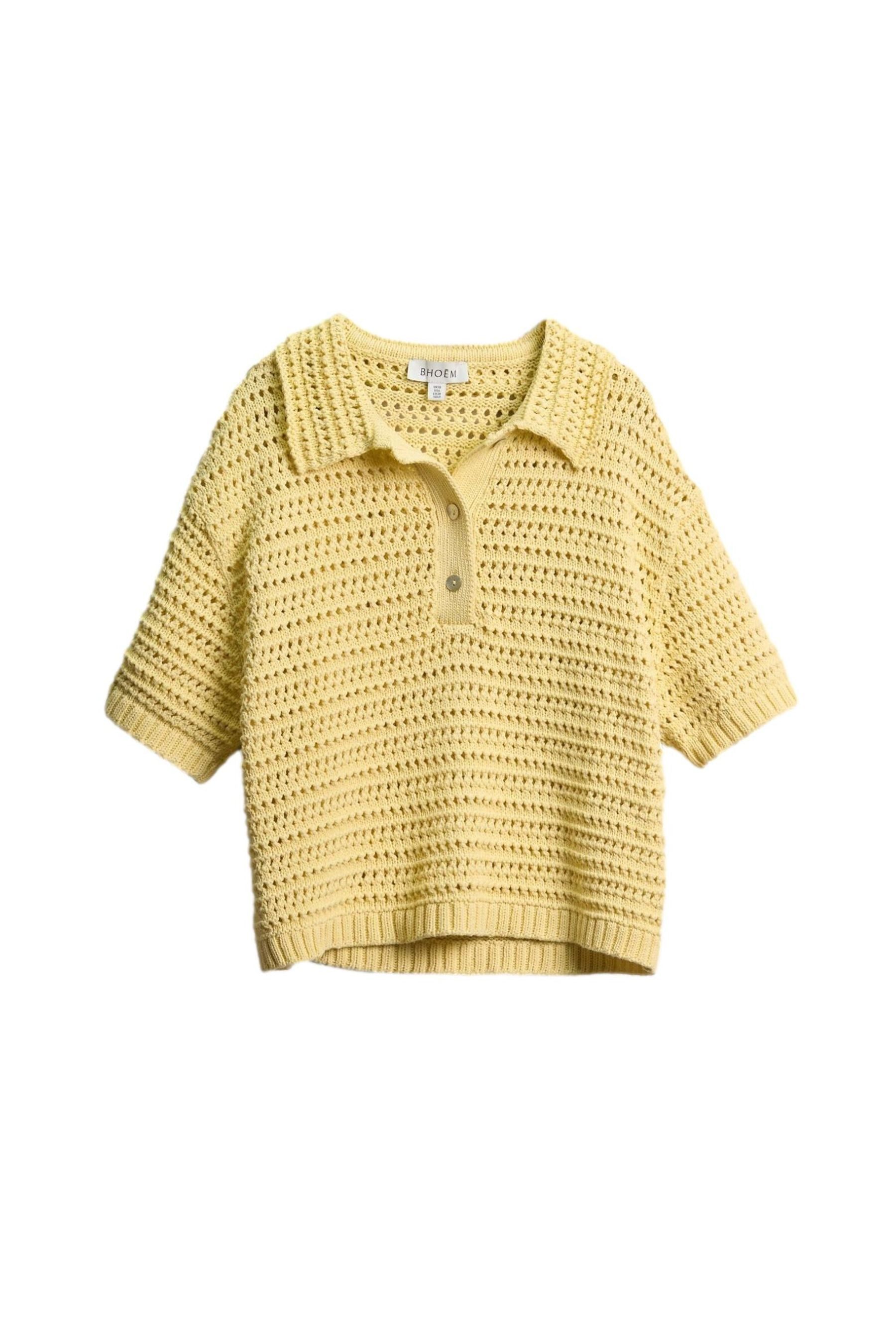 Bhoem Kurzarmpullover BHOEM Kurzärmeliger, weiter Strickpullover (1-tlg)