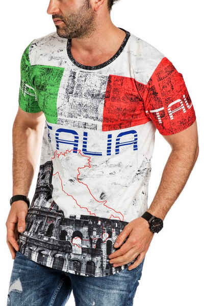 RMK T-Shirt Herren T-Shirt Shirt Oversize Fan Trikot Rundhals Italy Italien EM WM
