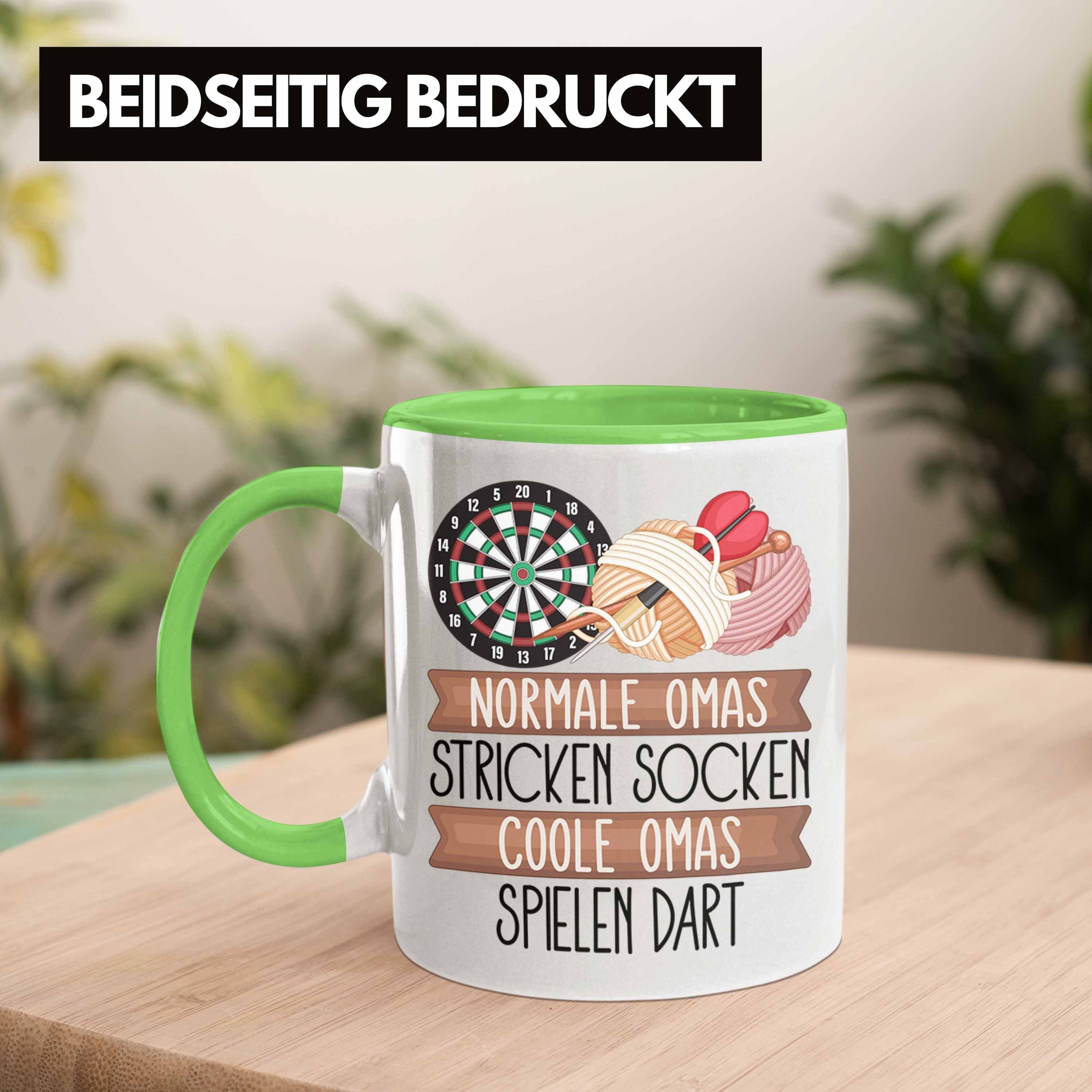 Geschenk Spiel Darts Oma Stricken Normale Grün Omas Trendation Omas Coole Tasse Socken Tasse