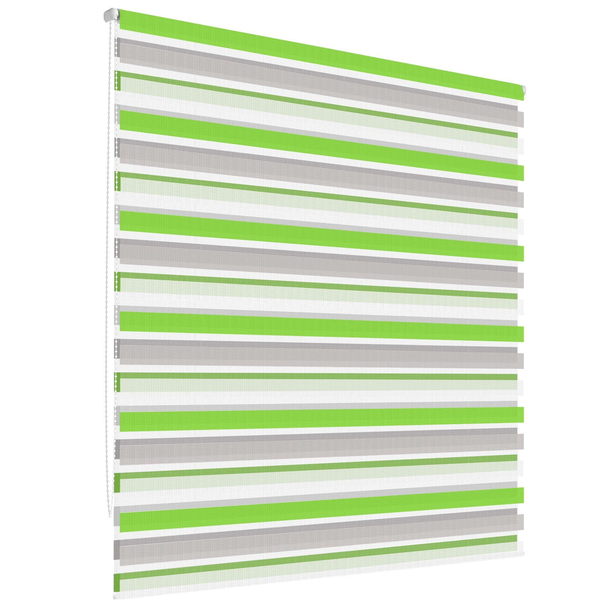 Doppelrollo grün-grau-weiß, 90x230 cm, mit Klemmfix, Grün-Grau-Weiß 90x230cm Germany, Ohne Klemmfix Klemmträgern, Klemmträgern ECD mit Bohren