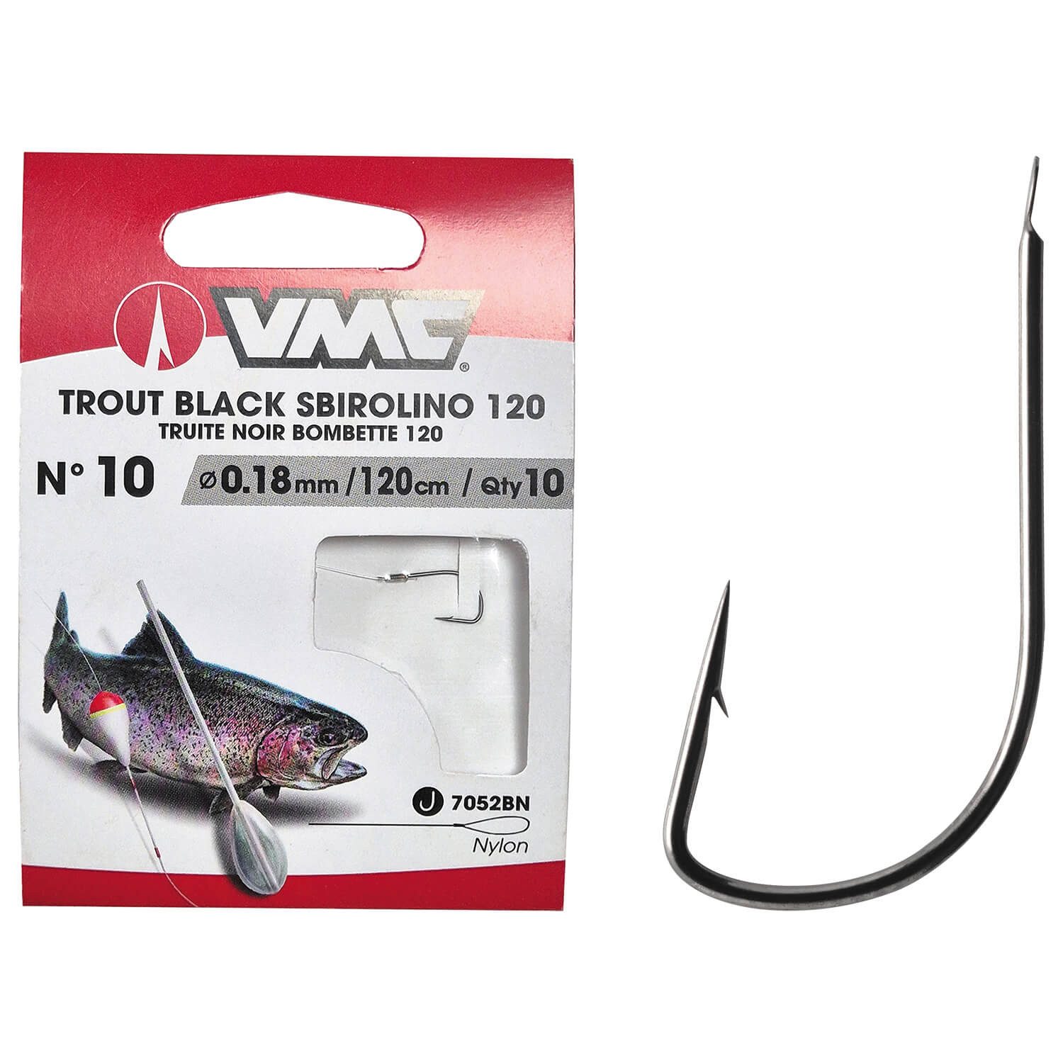 VMC Drillingshaken VMC Sbirolino Forellenhaken 7052 Vorfachhaken Schwarz, (Packung, 10-St)