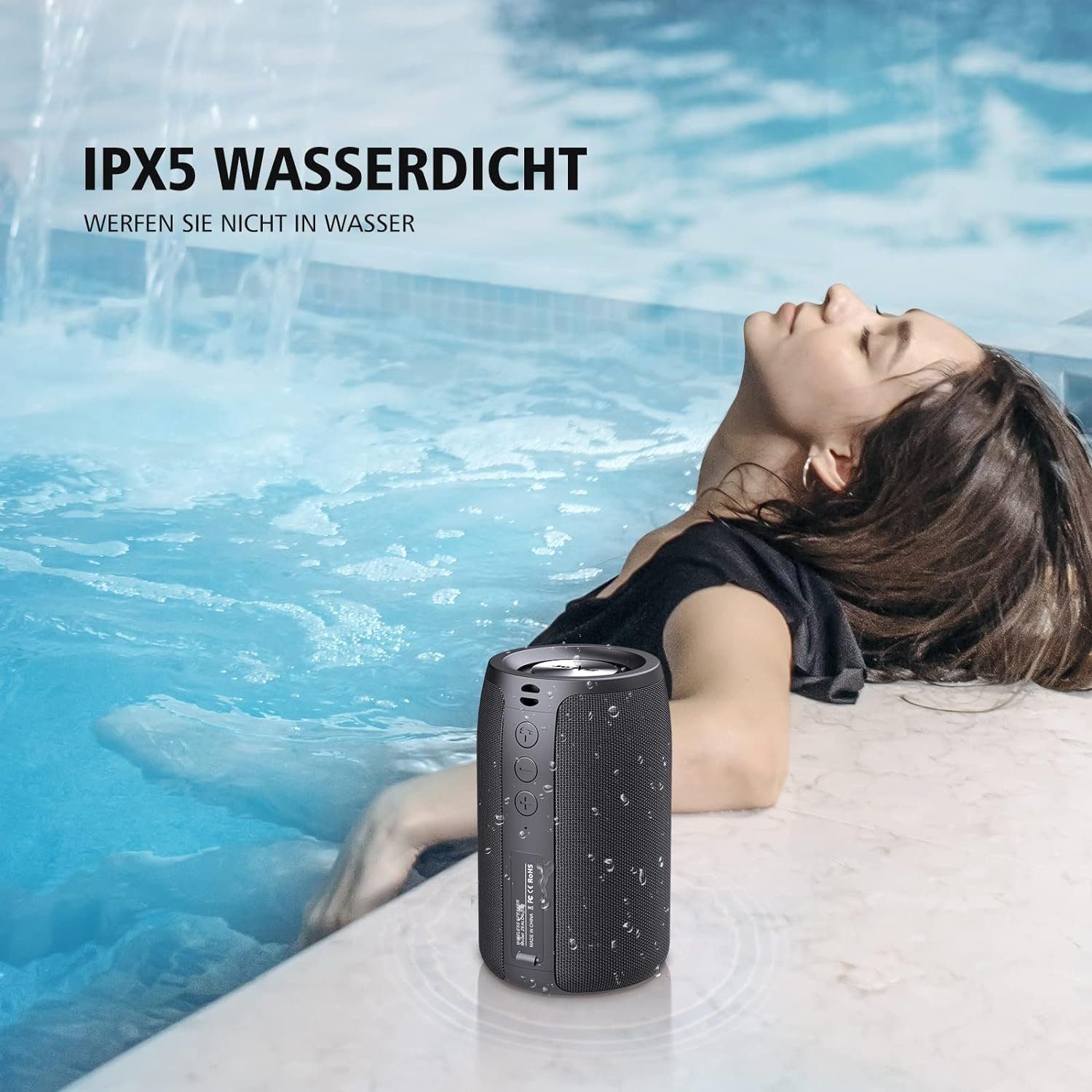 Stereo Karte/AUX,Bluetooth Pairing) IPX5 USB/TF W, Lautsprecher (Bluetooth, mit 10 ZEALOT Wasserdicht, Dual Box