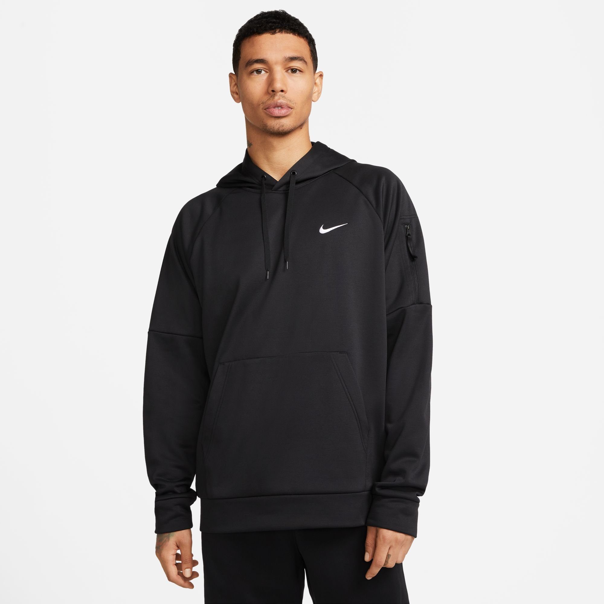 Nike Kapuzensweatshirt THERMA-FIT MEN'S PULLOVER FITNESS HOODIE BLACK/BLACK/WHITE