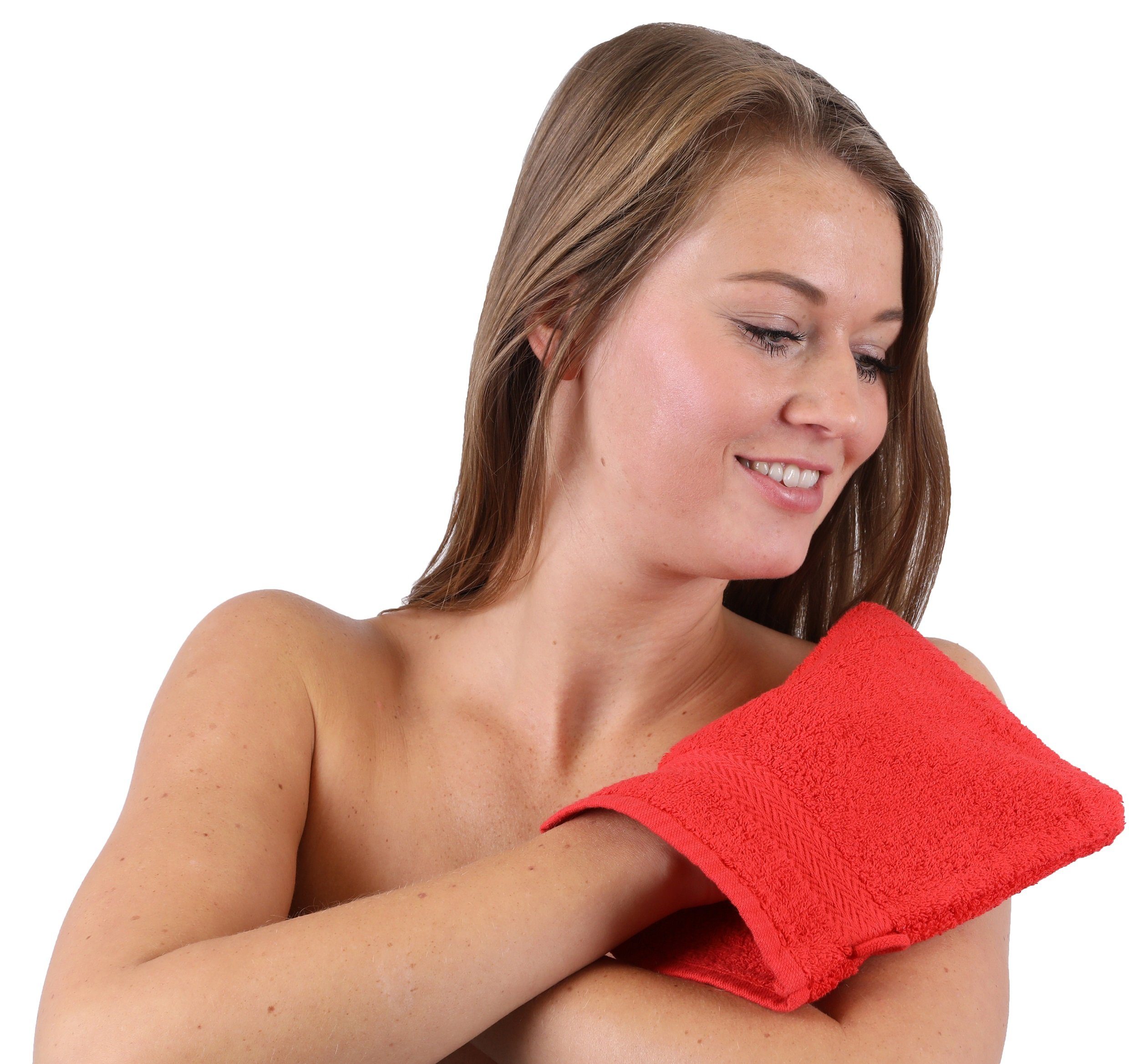 Premium Betz 100% Baumwolle Stück und Farbe 10 rot Set Waschhandschuhe Waschhandschuh cm Waschlappen 16x21 schwarz