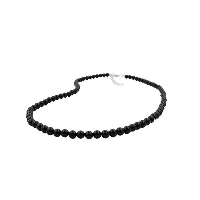 Gallay Perlenkette Kette Perle 6mm schwarz-glänzend