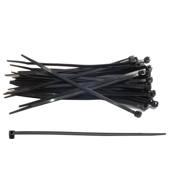 BigDean Kabelbinder 100 Stück schwarz 200 x 2 5 mm UV-beständig Set in Industriequalitä (100-St)