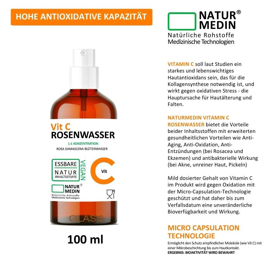 Naturmedin Gesichtswasser Rosenwasser Vitamin-C Erfischend