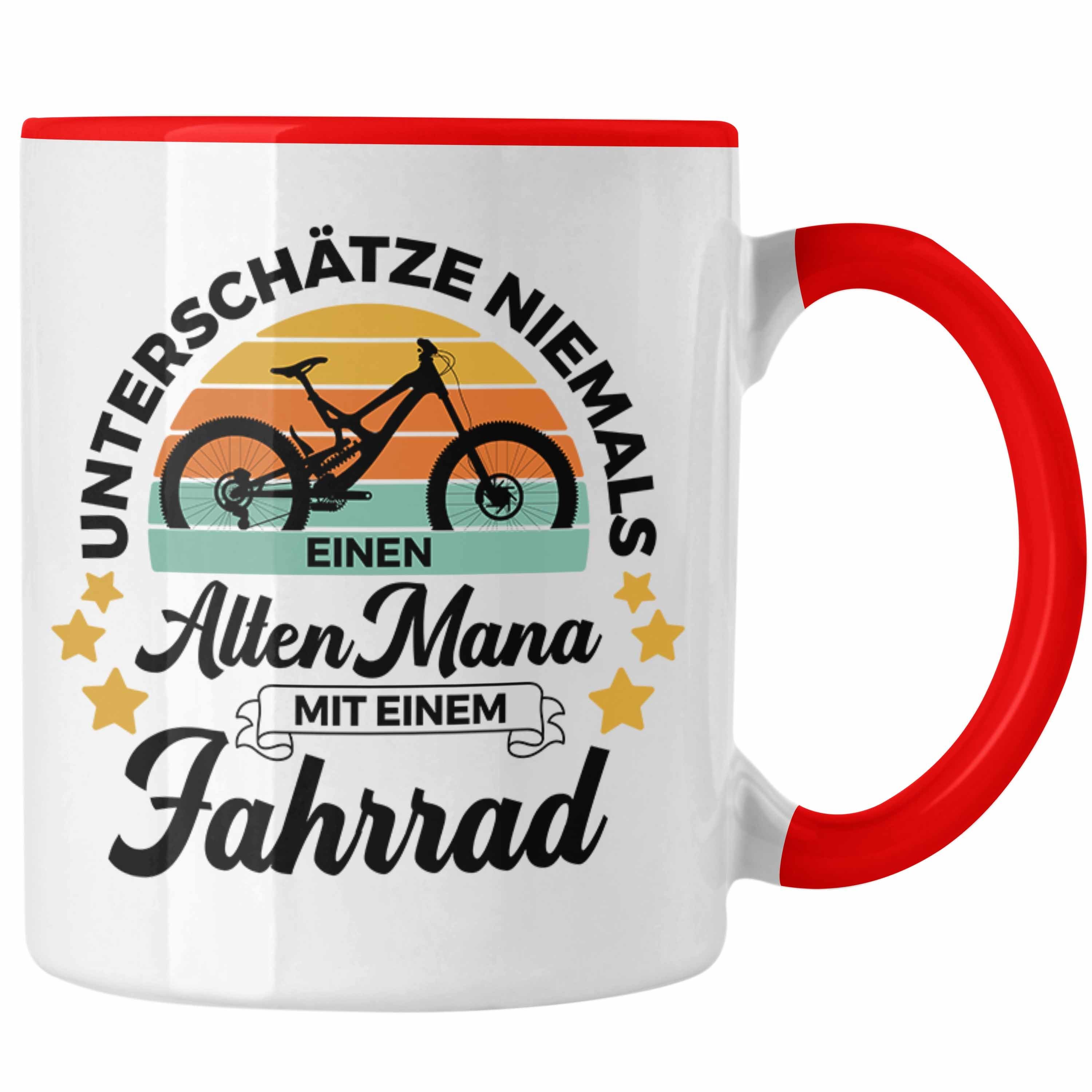 Radfahrer Trendation Fahrradfahrer - Trendation Geschenkidee Rentner Rente Geschenk Spruch Tasse Rennrad Mountainbike Tasse Rot