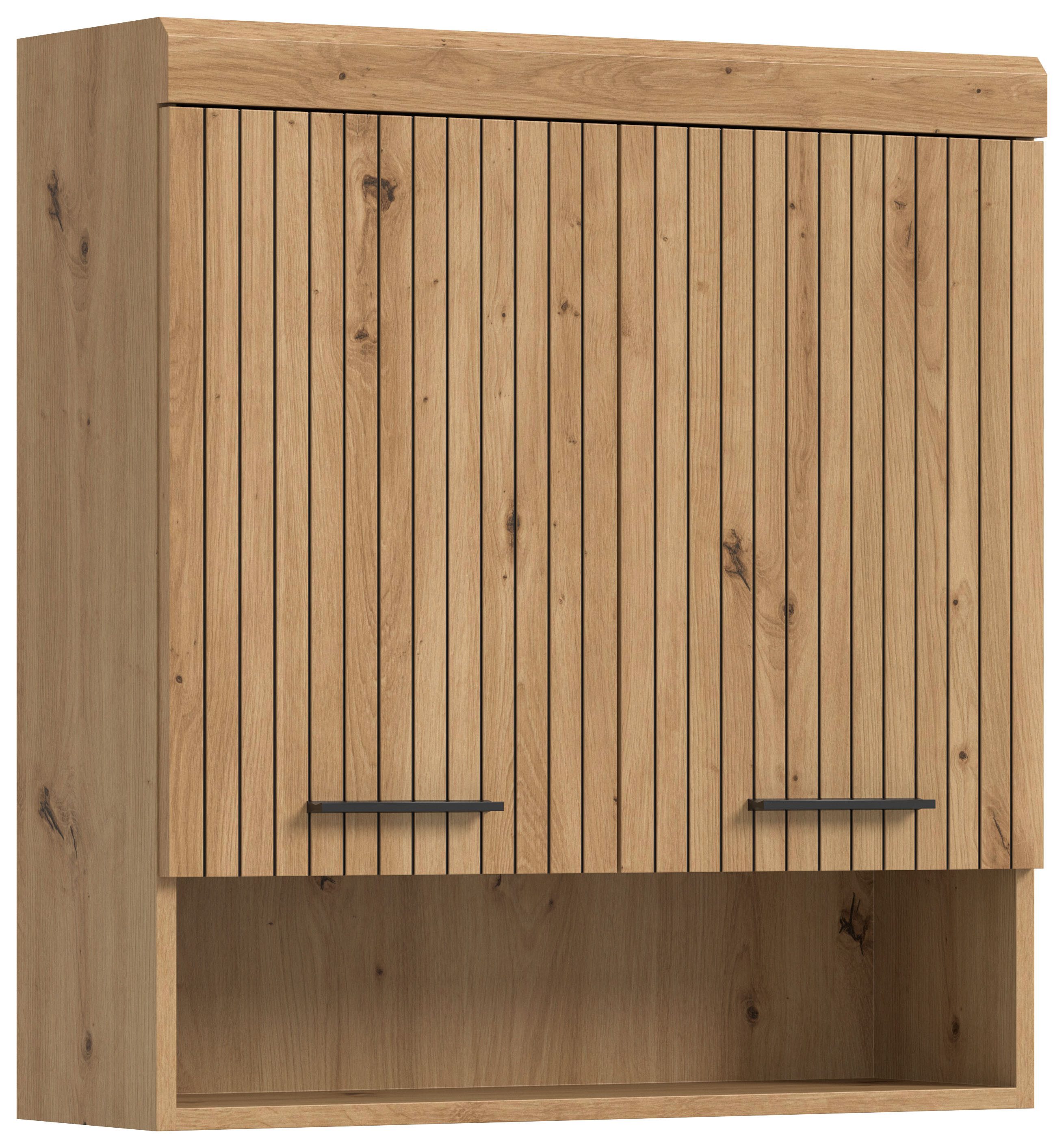 welltime Hängeschrank SIENA, Breite 74cm, 2 Türen, 1 offenes Fächer, MDF-Front (TOPSELLER) in verschiedenen Farben erhältlich, Badmöbel, Badschrank, Schrank, Bad