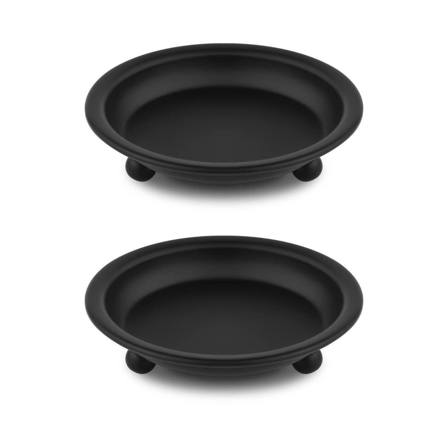 LuxusKollektion Kerzentablett Kerzenteller Metall Schwarz Matt 2 Stk (2 St)