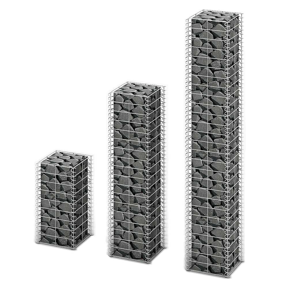 furnicato Gabionenzaun Gabionenkorb-Set verzinkter Stahl 25x25x50/100/150 cm grau, Witterungsbeständige Steinkörbe mit punktverschweißten Drähten
