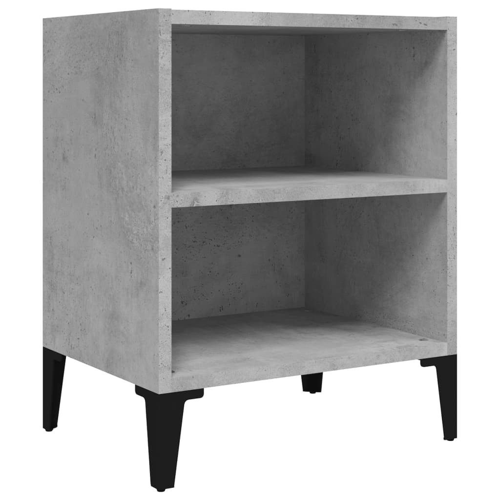 Nachttisch Industrieller Betongrau 40 x 30 x 50 cm mit Metallbeinen