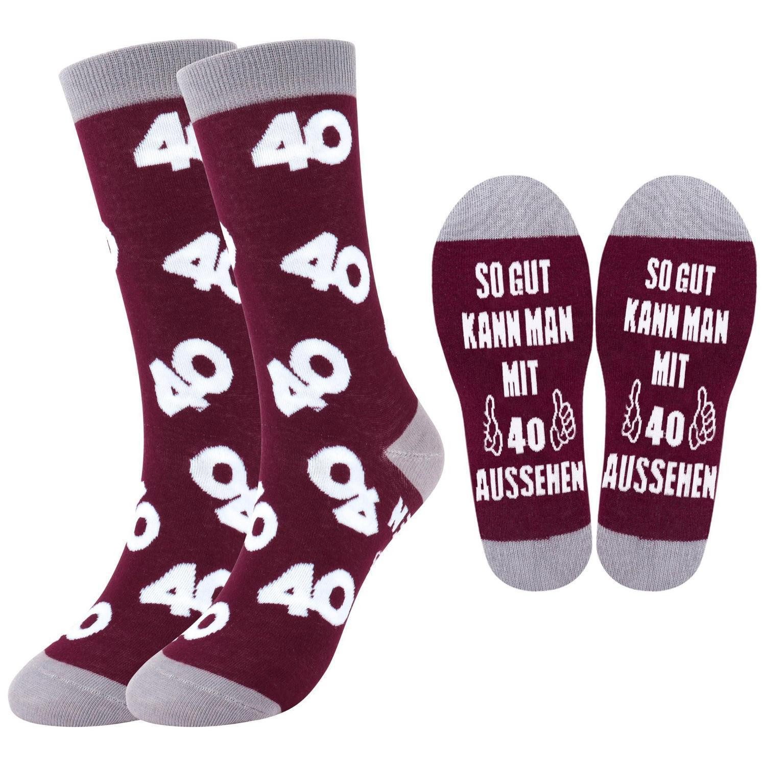 LuxusKollektion Sneakersocken Socken Damen 39-42 40 Geburtstag Mehrfarbig