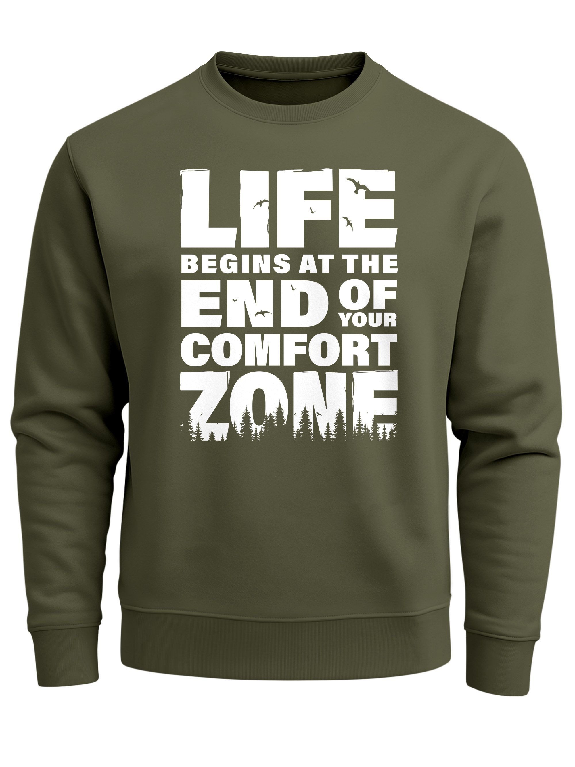 Sweatshirt Sweatshirt Herren ohne Kapuze Spruch End of your comfort Zone