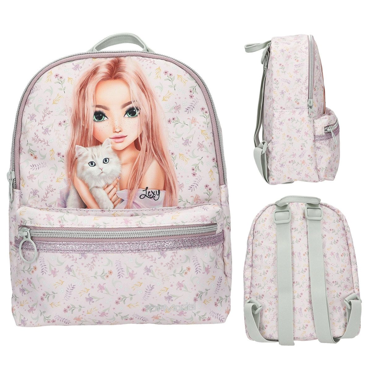 Depesche Spiel TOPModel Rucksack BLOOMING KITTY - Lila mit Glitzer