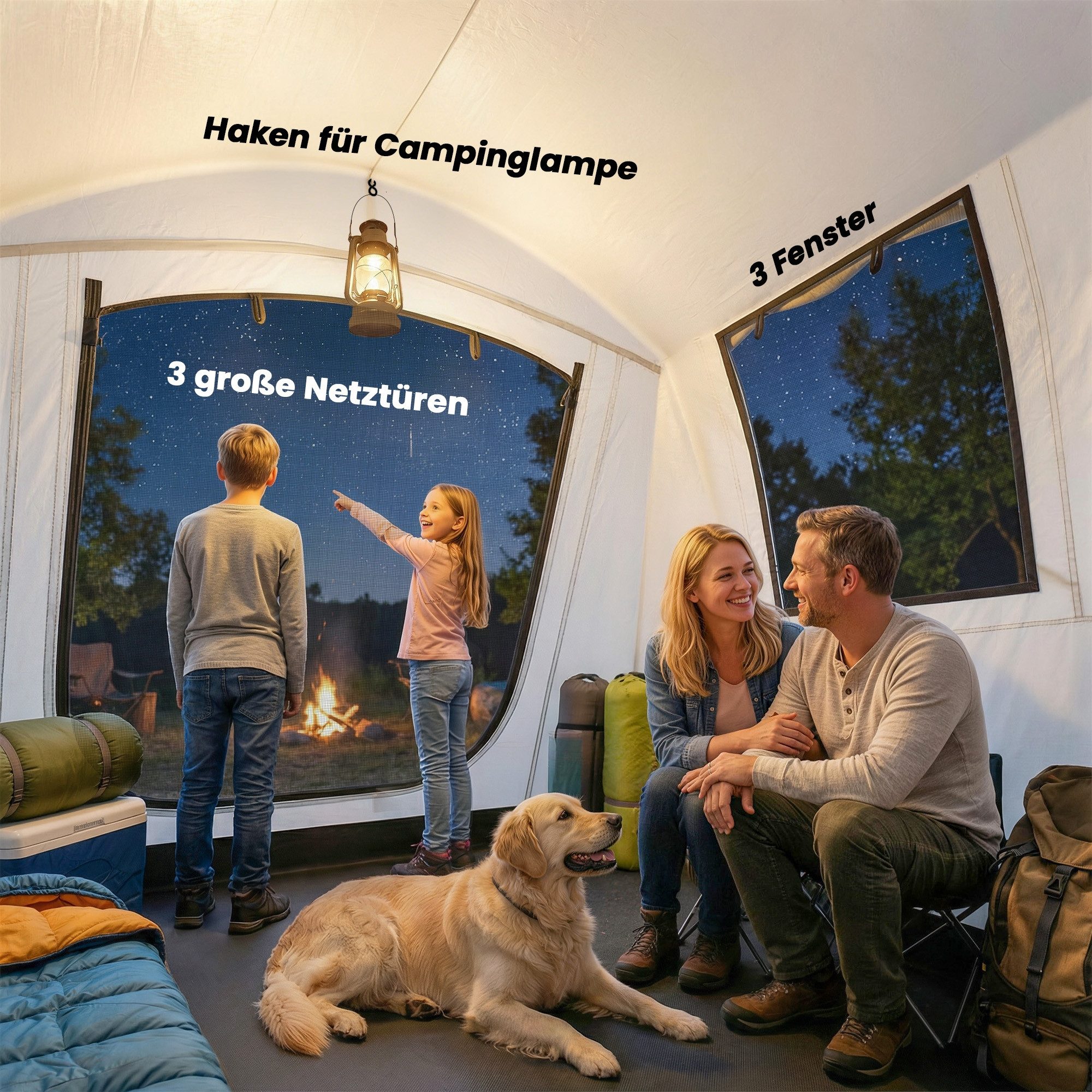 MC Star aufblasbares Zelt Aufblasbares Zelt 2-4 Personen Schneller Aufbau Outdoor Zelt, (für Camping mit Luftpumpe Mesh Fenster Heringen Vordach)